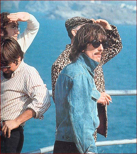 John Lennon and George Harrison during the making of Magical Mystery Tour.