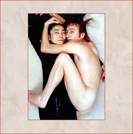 John Lennon and Yoko in an intimate moment.