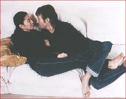 John and Yoko on their sofa in the Dakota on the last day of Lennon's life.